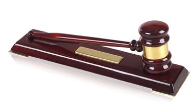 Piano Wood Finish Gavel and Block Sets with Engraving Plates - 12.5inch - TZ025